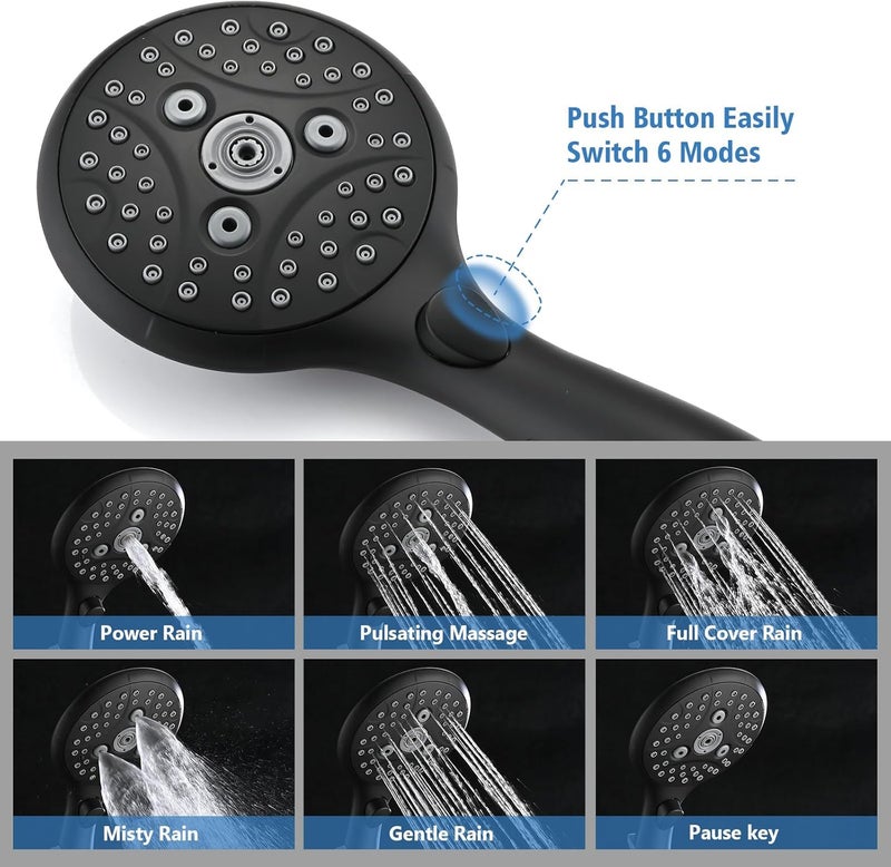 PROOX All Metal Tub Spout with Diverter Matte Black, 6 Settings Hand held Shower with ON/Off Pause Switch, Bathtub Faucet with Sprayer - Image 5